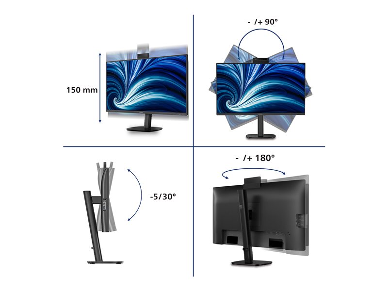 PHILIPS 27inch 2560x1440 120Hz IPS Flat H/A 150 MM SoftBlue Technology Smart Link Sync Second Screen Harmony TUV EyeSafe USB