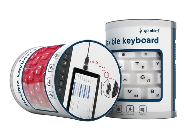 GEMBIRD KB-109F-B Flexible keyboard USB + OTG black color US layout