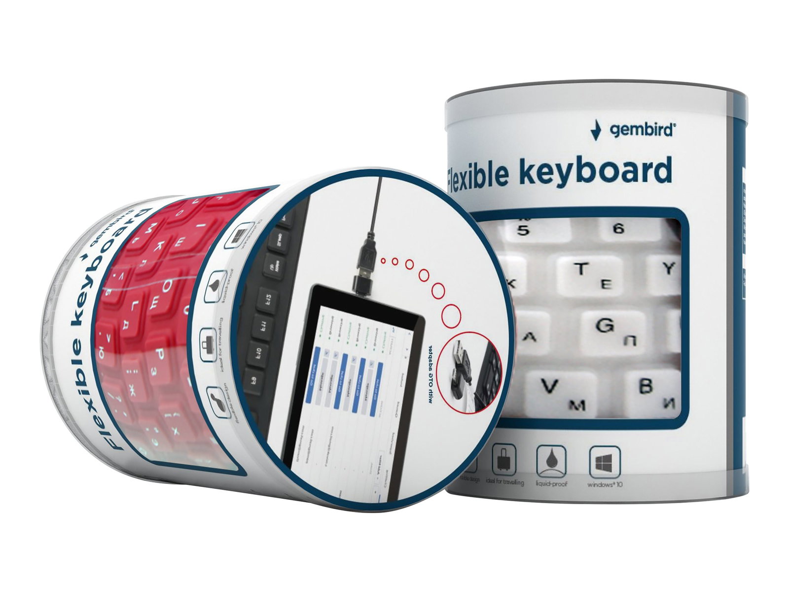 GEMBIRD KB-109F-B Flexible keyboard USB + OTG black color US layout