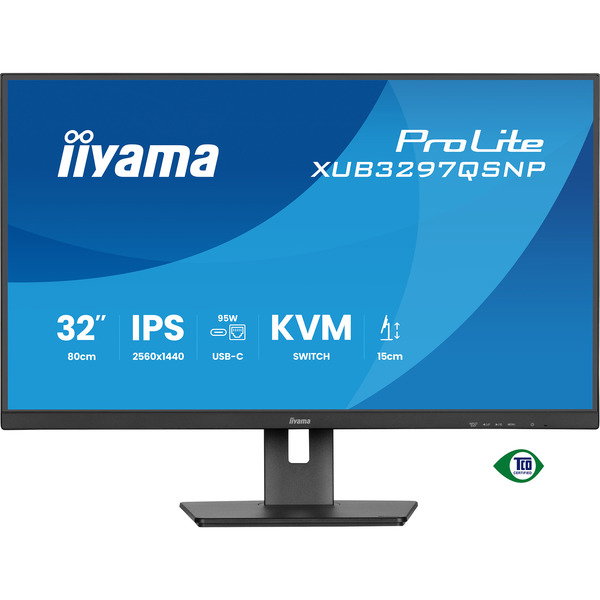 iiyama ProLite XUB3297QSNP-B1, LED-Monitor - 80 cm (32 inches), black (matte), WQHD, IPS, USB-C-Dock, KVM-Switch, RJ45, 100Hz Panel