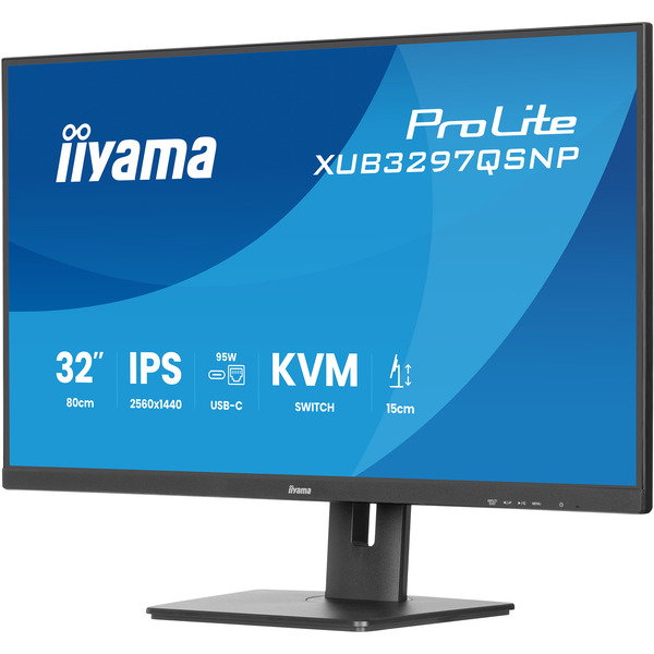 iiyama ProLite XUB3297QSNP-B1, LED-Monitor - 80 cm (32 inches), black (matte), WQHD, IPS, USB-C-Dock, KVM-Switch, RJ45, 100Hz Panel