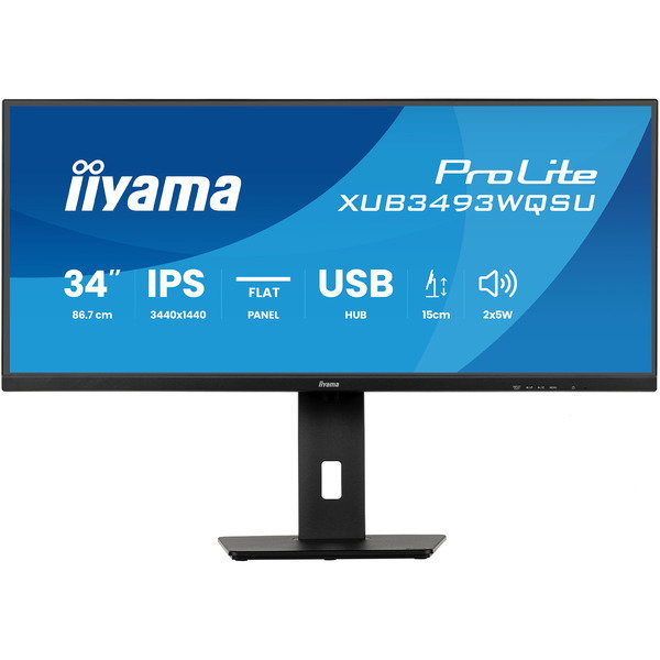iiyama ProLite XUB3493WQSU-B6, LED-Monitor - 86.7 cm (34 inches), black (matte), QHD, IPS, 120 Hz, HDMI, 120Hz Panel