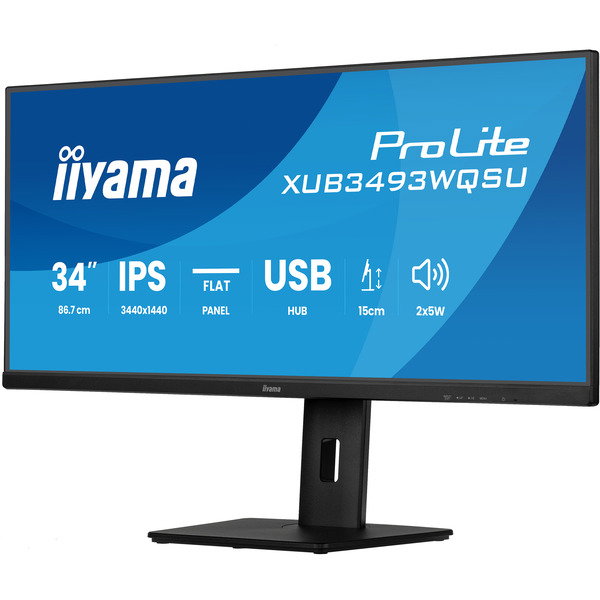 iiyama ProLite XUB3493WQSU-B6, LED-Monitor - 86.7 cm (34 inches), black (matte), QHD, IPS, 120 Hz, HDMI, 120Hz Panel