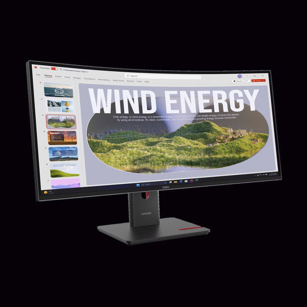 Lenovo ThinkVision T34WD-40, LED-Monitor - 86.4 cm (34 inches), black, WQHD, VA, Curved, USB-C, HDMI, DP, USB-Hub, 120Hz Panel