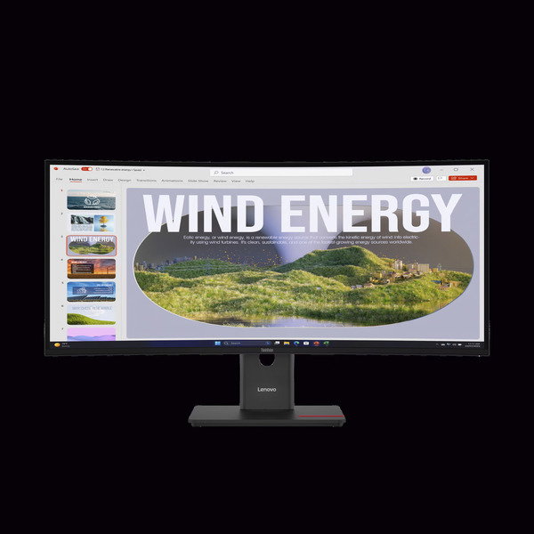Lenovo ThinkVision T34WD-40, LED-Monitor - 86.4 cm (34 inches), black, WQHD, VA, Curved, USB-C, HDMI, DP, USB-Hub, 120Hz Panel