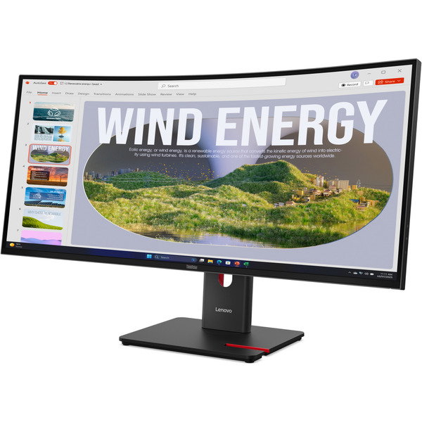 Lenovo ThinkVision T34WD-40, LED-Monitor - 86.4 cm (34 inches), black, WQHD, VA, Curved, USB-C, HDMI, DP, USB-Hub, 120Hz Panel