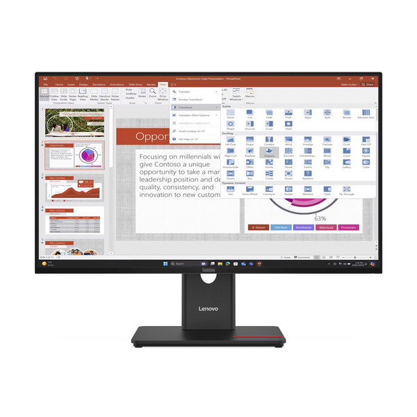 Lenovo ThinkVision T27-40, LED-Monitor - 68.6 cm (27 inches), black, FullHD, IPS, USB-Hub, VGA, HDMI, DP, 120Hz Panel
