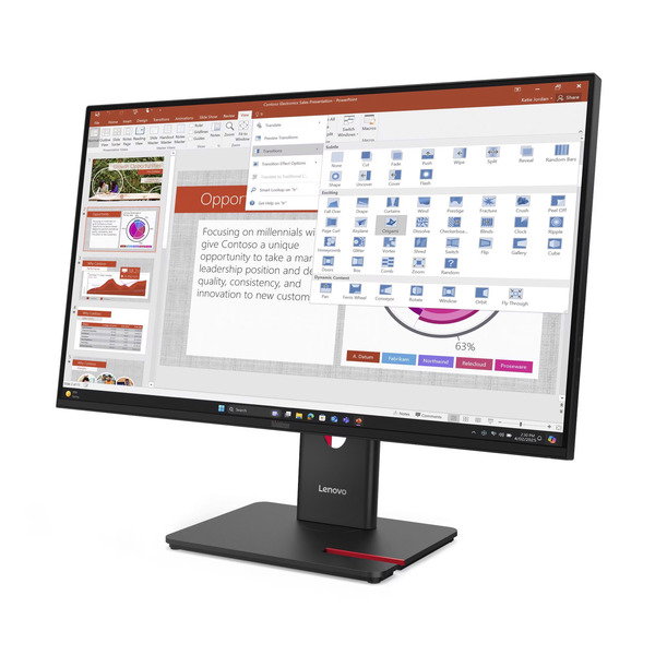 Lenovo ThinkVision T27-40, LED-Monitor - 68.6 cm (27 inches), black, FullHD, IPS, USB-Hub, VGA, HDMI, DP, 120Hz Panel