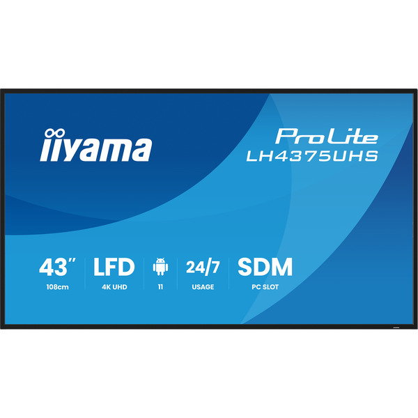 iiyama ProLite LH4375UHS-B2AG, Public Display - black (matte), UltraHD/4K, IPS, speakers, Daisy Chain