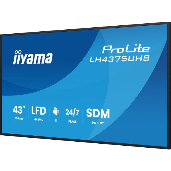 iiyama ProLite LH4375UHS-B2AG, Public Display - black (matte), UltraHD/4K, IPS, speakers, Daisy Chain