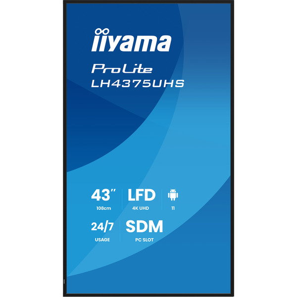 iiyama ProLite LH4375UHS-B2AG, Public Display - black (matte), UltraHD/4K, IPS, speakers, Daisy Chain