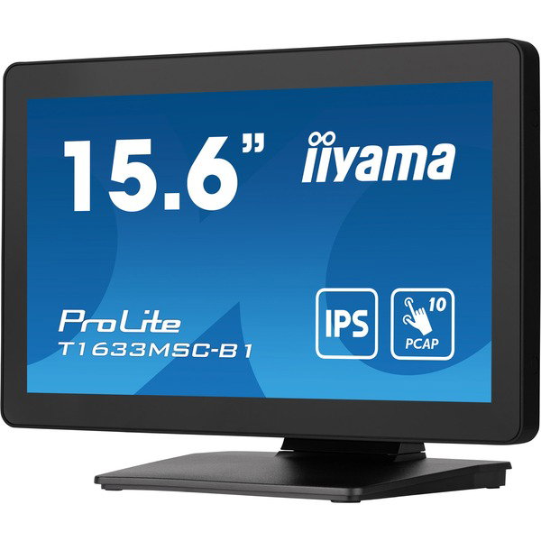 iiyama ProLite T1633MSC-B1, LED-Monitor - 39.5 cm (15.6 inches), black, FullHD, IPS, Touchscreen, HDMI, DisplayPort