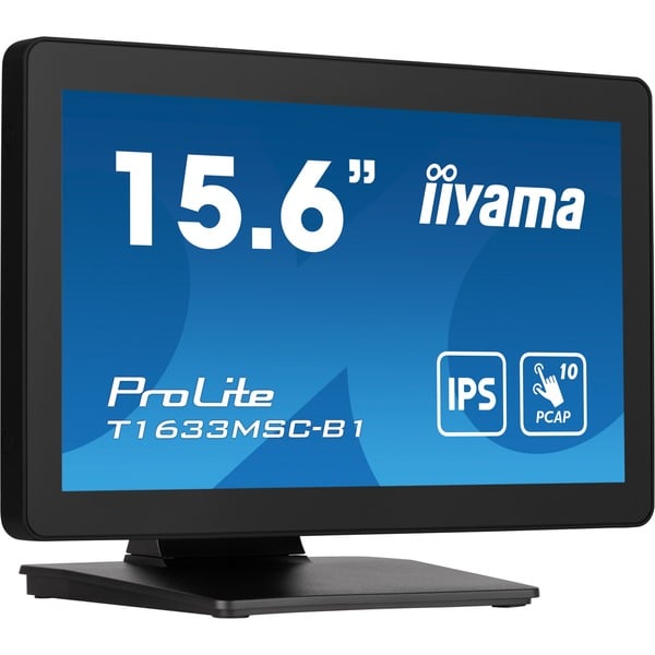 iiyama ProLite T1633MSC-B1, LED-Monitor - 39.5 cm (15.6 inches), black, FullHD, IPS, Touchscreen, HDMI, DisplayPort