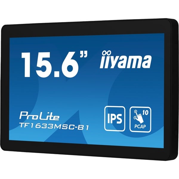 iiyama ProLite TF1633MSC-B1, LED-Monitor - 39.5 cm (15.6 inches), black, FullHD, IPS, Touchscreen, HDMI, DisplayPort, Open Frame