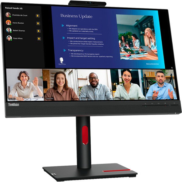 Lenovo ThinkVision T24v-30, LED-Monitor - 60.5 cm (23.8 inches), black, Full HD, IPS, HDMI, DisplayPort, VGA, Pivot, Webcam