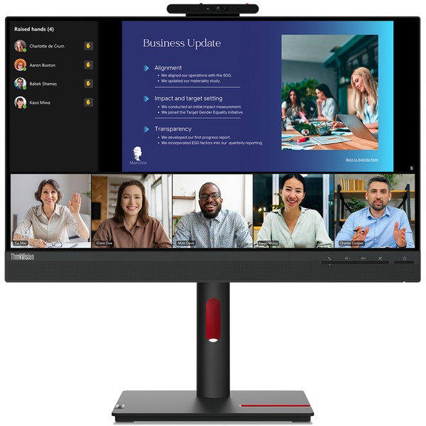 Lenovo ThinkVision T24v-30, LED-Monitor - 60.5 cm (23.8 inches), black, Full HD, IPS, HDMI, DisplayPort, VGA, Pivot, Webcam