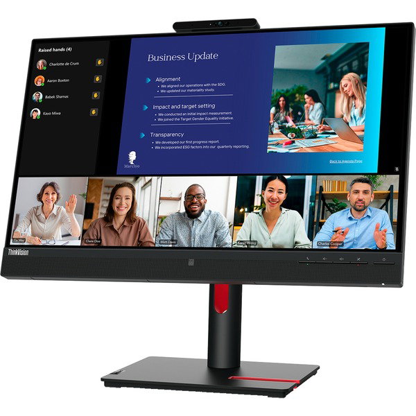 Lenovo ThinkVision T24v-30, LED-Monitor - 60.5 cm (23.8 inches), black, Full HD, IPS, HDMI, DisplayPort, VGA, Pivot, Webcam