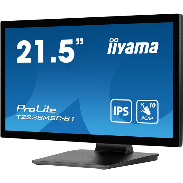iiyama ProLite T2238MSC-B1, LED-Monitor - 54.5 cm (21.5 inches), black (matte), FullHD, IPS, Touchscreen