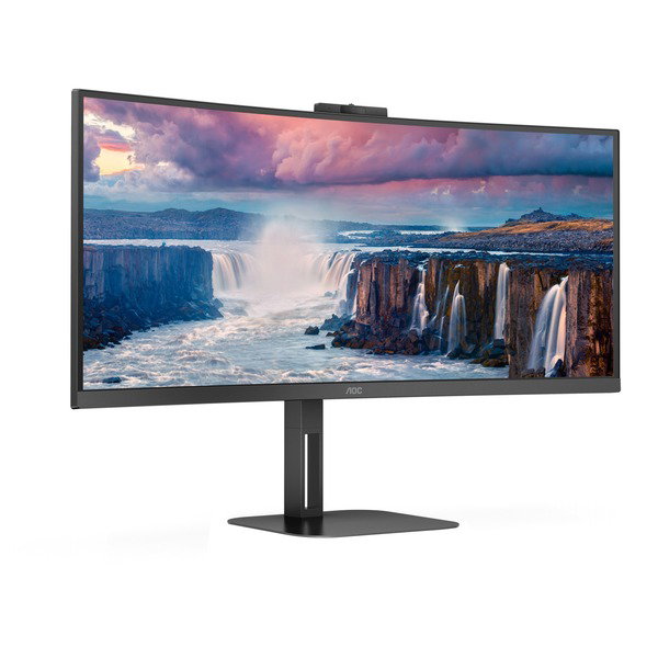 AOC CU34V5CW/BK, LED-Monitor - 86.4 cm (34 inches), black, WQHD, VA, HDMI, DisplayPort, FreeSync, Webcam, 100Hz Panel