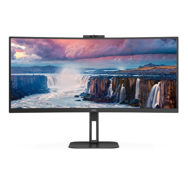 AOC CU34V5CW/BK, LED-Monitor - 86.4 cm (34 inches), black, WQHD, VA, HDMI, DisplayPort, FreeSync, Webcam, 100Hz Panel