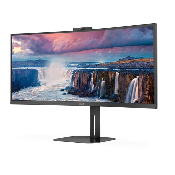 AOC CU34V5CW/BK, LED-Monitor - 86.4 cm (34 inches), black, WQHD, VA, HDMI, DisplayPort, FreeSync, Webcam, 100Hz Panel