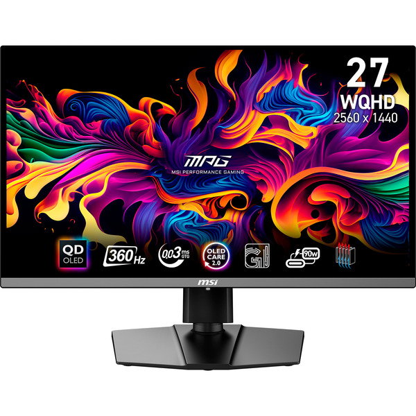 MSI MPG 271QRXDE QD-OLED, Gaming-Monitor - 67.3 cm (26.5 inches), black, WQHD, QD-OLED, Adaptive-Sync, USB-C, 360Hz Panel