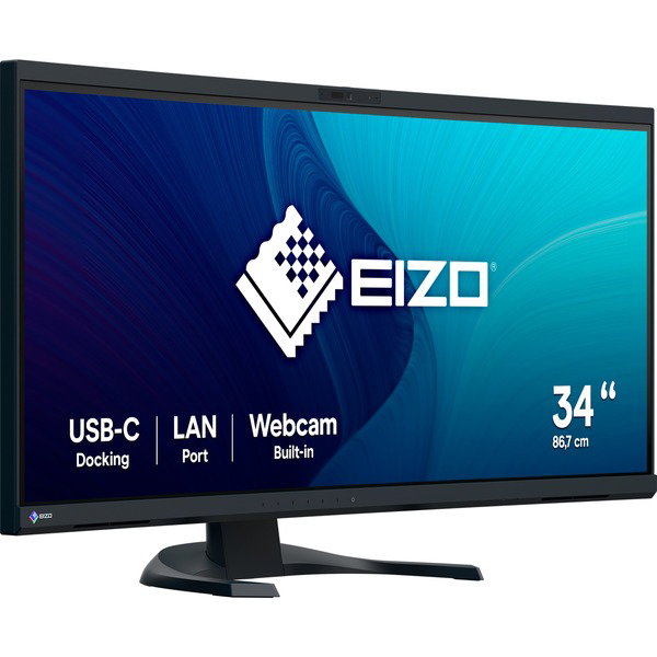 EIZO FlexScan EV3450XC-BK, LED-Monitor - 86.7 cm (34.1 inches), black, UWQHD, IPS, Webcam, microphone, USB-C