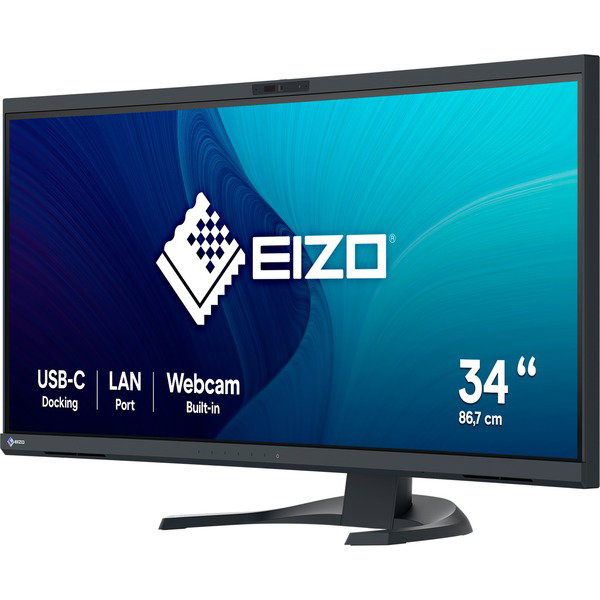 EIZO FlexScan EV3450XC-BK, LED-Monitor - 86.7 cm (34.1 inches), black, UWQHD, IPS, Webcam, microphone, USB-C