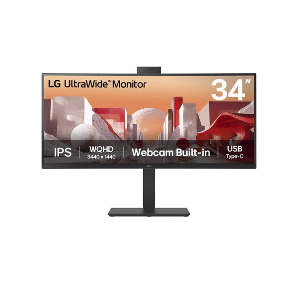 LG 34BA85QE-B.AEU, LED-Monitor - 86.7 cm (34 inches), black, UWQHD, IPS, Curved, Full-HD-Webcam/microphone