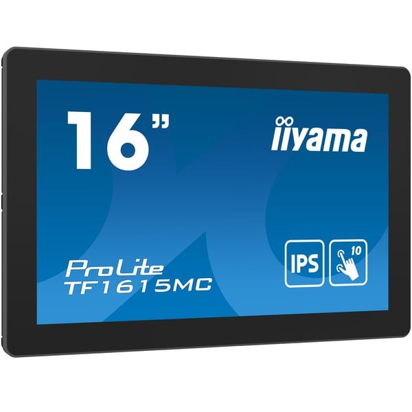 iiyama ProLite TF1615MC-B1, LED-Monitor - 40 cm (16 inches), black, FullHD, IPS, Touchscreen