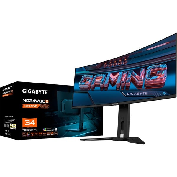 GIGABYTE MO34WQC2, Gaming-Monitor - 86.8 cm (34 inches), black, WQHD, QD-OLED, Curved, USB-C, 240Hz Panel