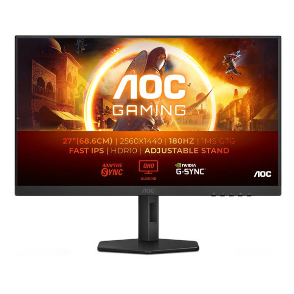 AOC Q27G4XF, Gaming-Monitor - 68.5 cm (27 inches), black, QHD, IPS, HDR, Adaptive-Sync, Pivot, 180Hz Panel
