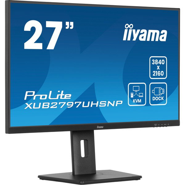 iiyama Prolite XUB2797UHSNP-B1, LED-Monitor - 68.5 cm (27 inches), black (matte), 4K UHD, IPS, USB-C-Dock, KVM-Switch, RJ45