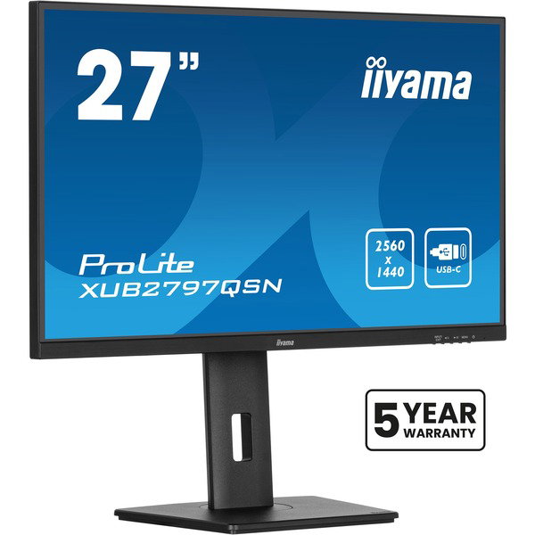 iiyama ProLite XUB2797QSN-B2, LED-Monitor - 68.5 cm (27 inches), black (matte), QHD, IPS, Adaptive Sync, USB-C Dock, RJ 45, 100Hz Panel