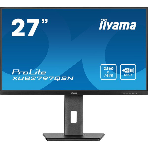 iiyama ProLite XUB2797QSN-B2, LED-Monitor - 68.5 cm (27 inches), black (matte), QHD, IPS, Adaptive Sync, USB-C Dock, RJ 45, 100Hz Panel