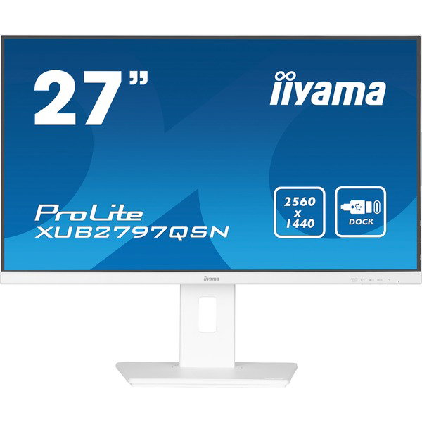 iiyama ProLite XUB2797QSN-W2, LED-Monitor - 68.5 cm (27 inches), white (matte), QHD, IPS, Adaptive Sync, USB-C Dock, RJ 45, 100Hz Panel