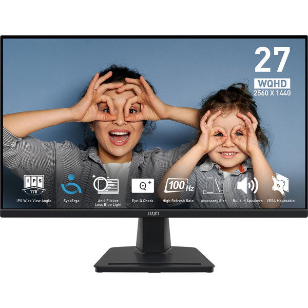 MSI PRO MP275QDE, LED-Monitor - 69 cm (27 inches), black, WQHD, IPS, Adaptive-Sync, HDR, 100Hz Panel