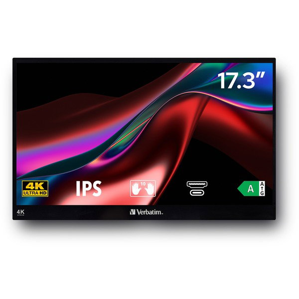 Verbatim PMT-17-4K, LED-Monitor - 43.9 cm (17.3 inches), black, UltraHD/4K, IPS, Touchscreen, HDR