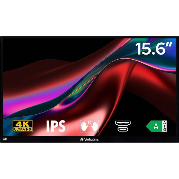 Verbatim PMT-15-4K, LED-Monitor - 39.6 cm (15.6 inches), black, UltraHD/4K, IPS, Touchscreen, HDR