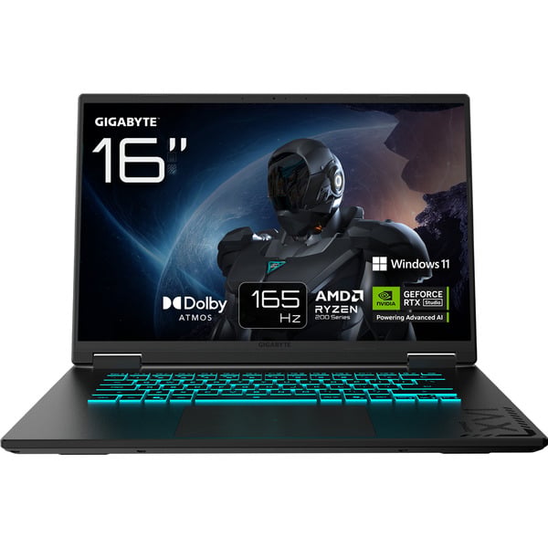 GIGABYTE GAMING A16 3WHK3DE894SH, Gaming-Notebook - black, AMD Ryzen 7 260, NVIDIA GeForce RTX 5070, 16 GB DDR5, 1 TB (1 TB SSD), Windows 11 Home