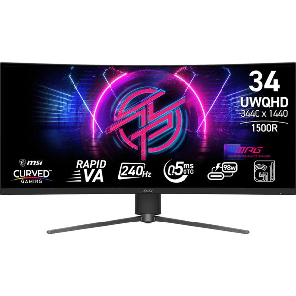 MSI MPG 346CQRFDE X24, Gaming-Monitor - 86.4 cm (34 inches), black, UWQHD, Rapid-VA, Curved, HDMI, DP, USB-C, 240Hz Panel