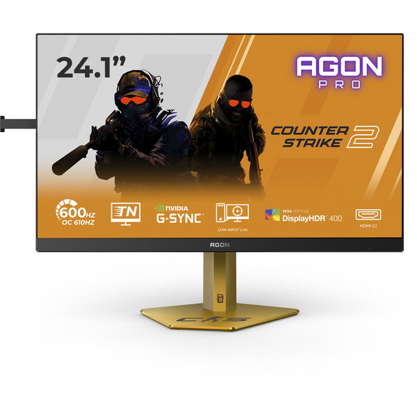 AOC AGON PRO CS24A Counter-Strike 2 Edition, Gaming-Monitor - 61.2 cm (24.1 inches), black/gold, FullHD, Fast-TN, HDMI, DP, USB-Hub, 610Hz Panel