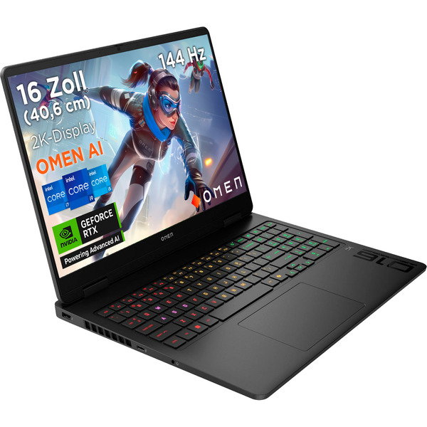 OMEN 16-am0280ng, Gaming-Notebook - black, Intel Core Ultra 7 255H, NVIDIA GeForce RTX 5060, 24 GB DDR5, 1 TB (1 TB SSD), without operating system