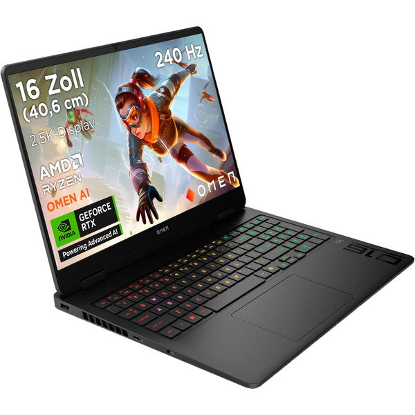 OMEN 16-ap0188ng, Gaming-Notebook - black, AMD Ryzen 9 8940HX, NVIDIA GeForce RTX 5070, 32 GB DDR5, 1 TB (1 TB SSD), Windows 11 Home