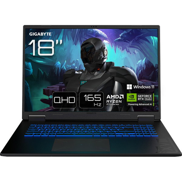 GIGABYTE GAMING A18 3VHK3DEC64SH, Gaming-Notebook - black, AMD Ryzen 7 260, NVIDIA GeForce RTX 5060, 32 GB DDR5, 1 TB (1 TB SSD), Windows 11 Home