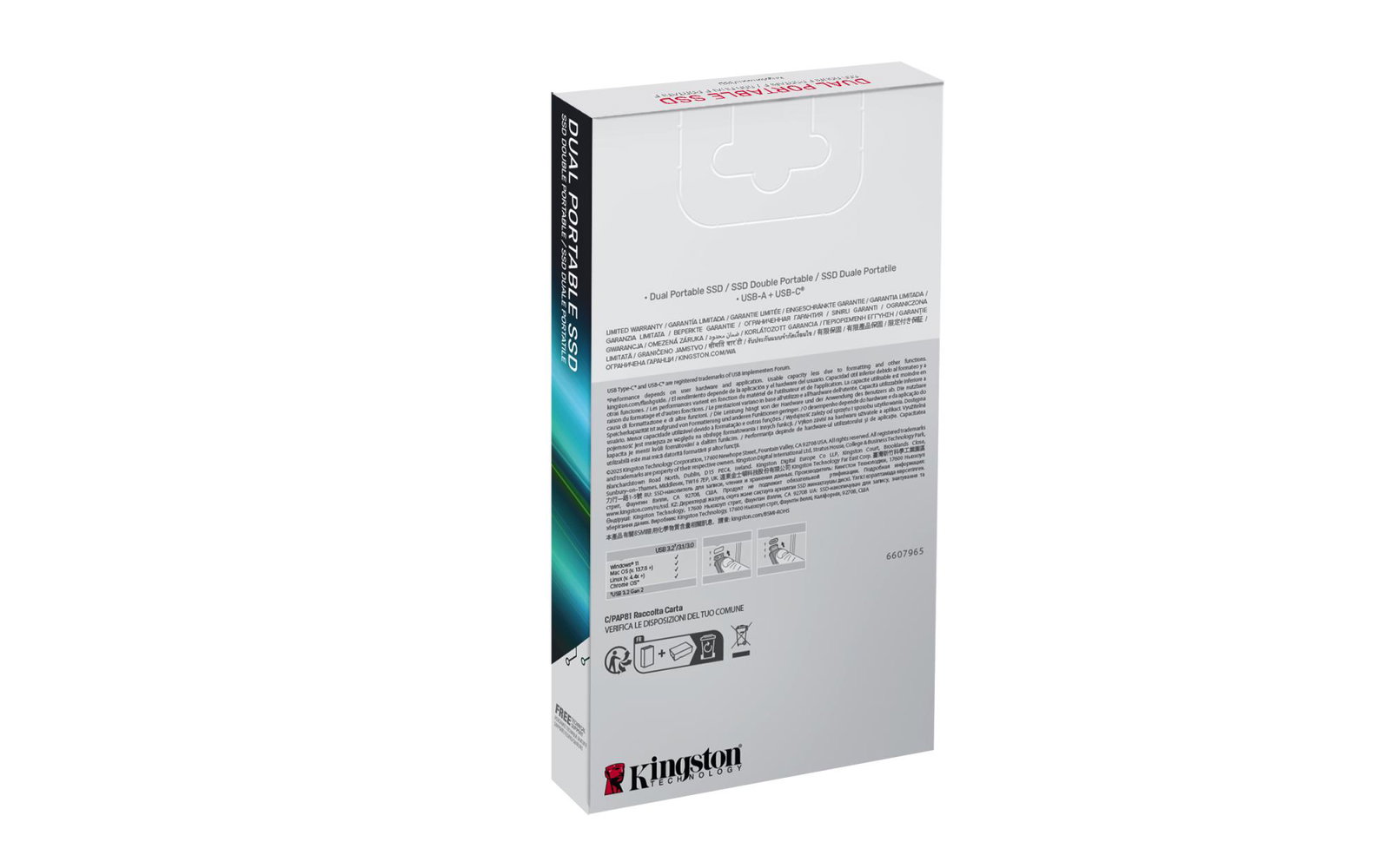 External SSD KINGSTON 2TB 3D NAND Write speed 950 MBytes/sec Read speed 1050 MBytes/sec SPSD/2TB