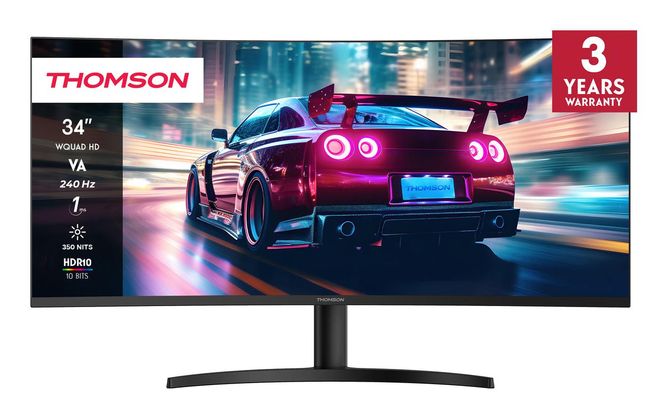 LCD Monitor THOMSON 34 3440 x 1440 pixels UltraWide Quad HD LCD Curved M34QG7Y14C