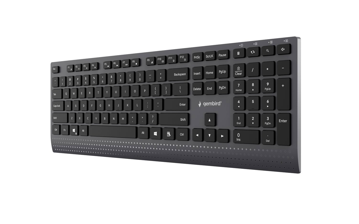 Gembird KB-MCH-06 Slim wired multimedia keyboard with Type-C adapter, US layout, black