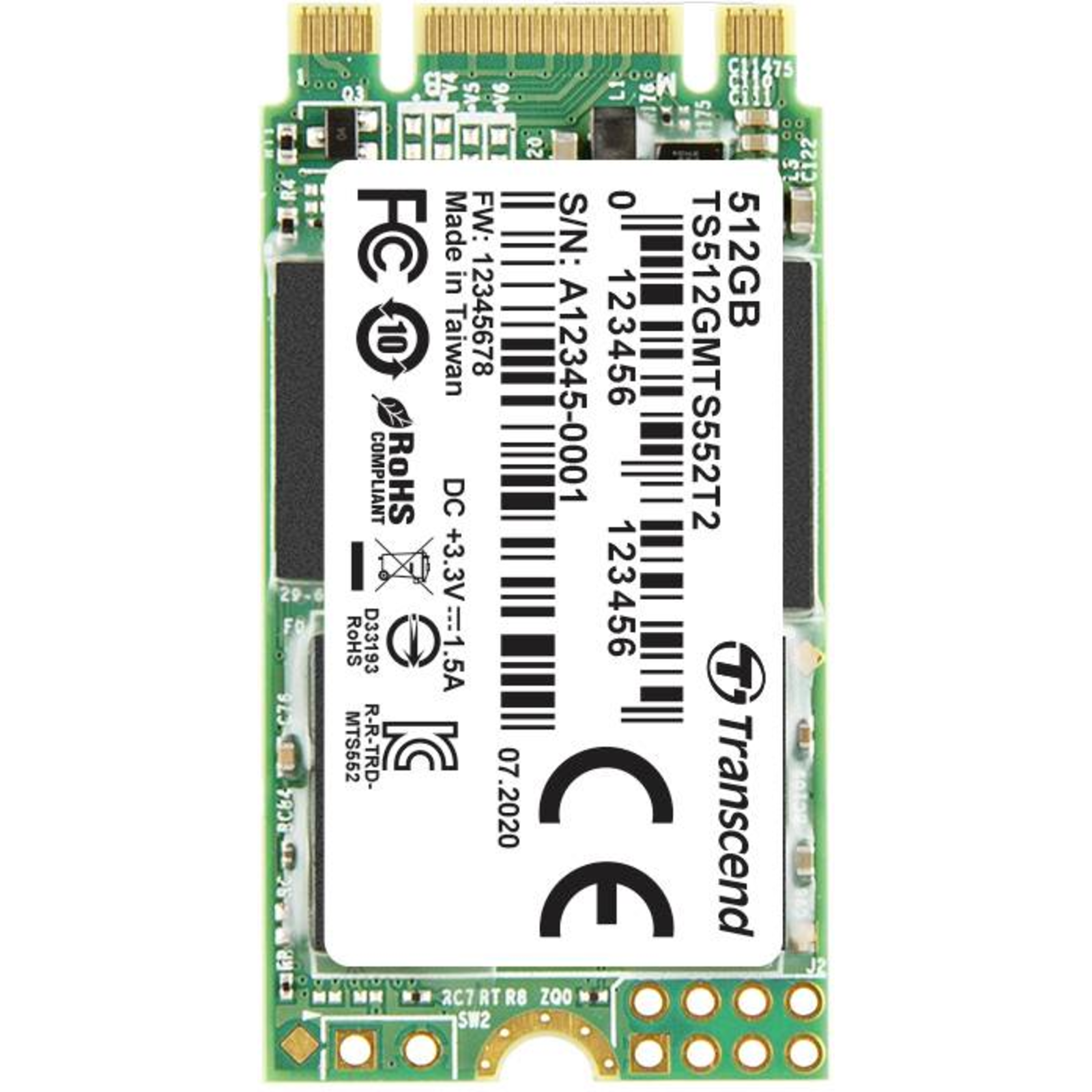 Transcend MTS552T2 SSD 512 GB Internal M.2 2242 (double-sided)
