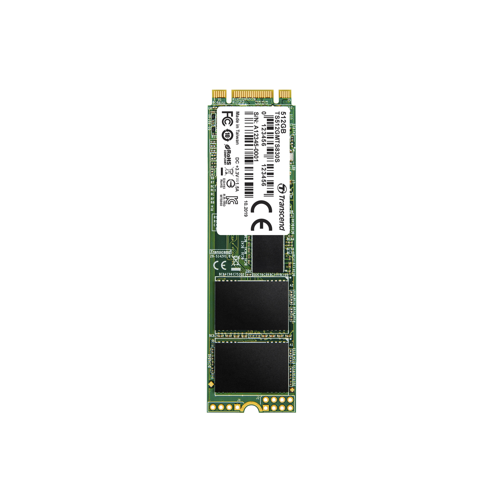 Transcend Solid State Drive 512GB M.2 MTS830S M.2 2280 3D NAND SATA3